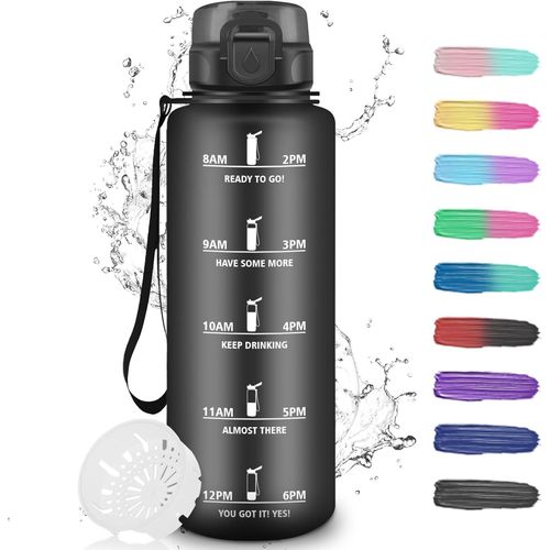 Eryi-Gourde 1,5l, Gourde Sport, Gourde Anti-Fuite, Gourde Plastique, Gourde Motivation Avec Slogan De Motivation, Gourde Gradue Pour 1 Journee, Facile  Nettoyer, Bouteille D'eau Pour Running, Extr
