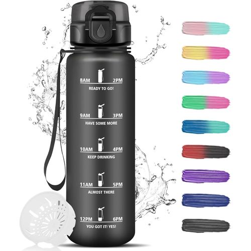 Eryi-Gourde 1l, Gourde Sport, Gourde Anti-Fuite, Gourde Plastique, Gourde Motivation Avec Slogan De Motivation, Gourde Gradue Pour 1 Journee, Facile  Nettoyer, Bouteille D'eau Pour Running, Extrie