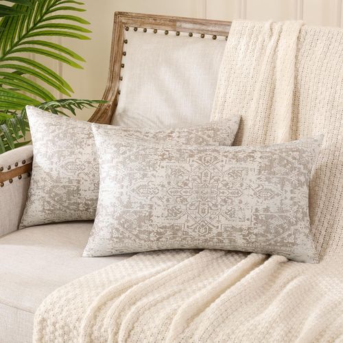 Eryi-Housse De Coussin Boheme 30x50 Vert Sapin Boho Housse Coussin Lot De 2 Ethnique Decoratif Canape Rtro Dcoratifs Pour Lit Chambre Chaise Extrieur Jardin Art Dco Automne