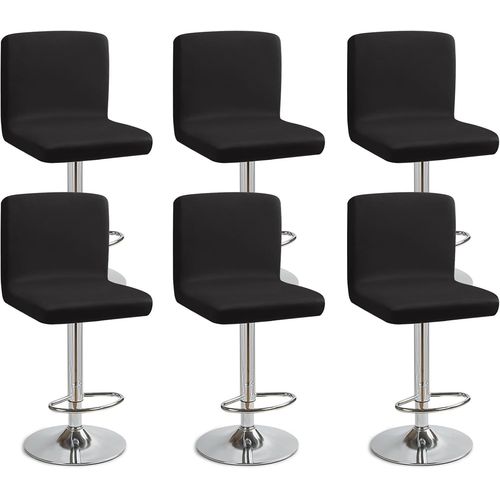 Eryi-Housses De Chaise De Bar Extensible,Lot De 6 Housse De Chaise De Salle  Manger De Bar Universel Housse De Tabouret De Bar Avec Dossier Housse Chaise De Bar Pour Pub Cuisine Caf(Noir, Lot De 6)