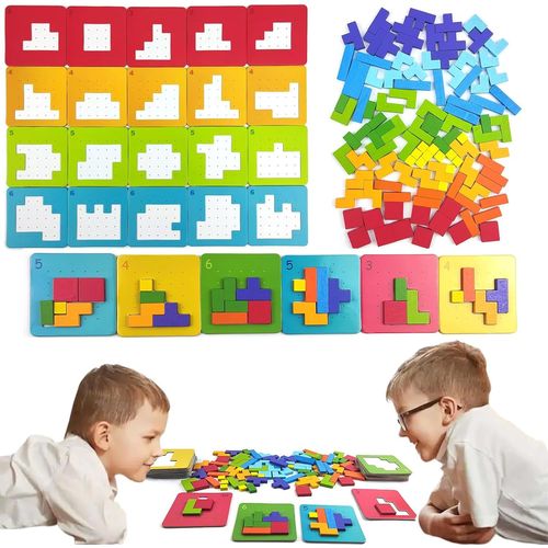ERYI-Jastonwn Tangram Casse Tete Enfant,Puzzle Tetris Tangram,Jeux Educatif 4 5 6 Ans,Tetris Jeux,Jouet Montessori 4 5 6 Ans,Tetris Puzzle 6 Ans Garcon Et Fille,Intelligence Jigsaw Avec 108 Color Bl