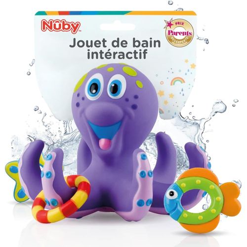 Eryi-- Jouet De Bain Pour Bb - Pieuvre Intractive Flottante Avec Anneaux De Bain - Jouet De Bain Stimulant La Coordination ?il-Main De Vos Petits - Idal Pour Les + 18 Mois - Violet
