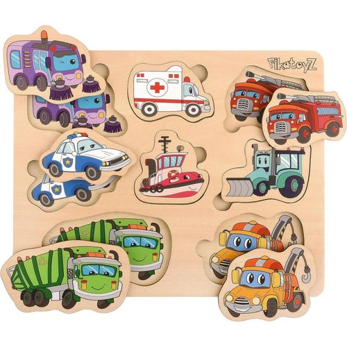 ERYI-Jouet Enfant 1 An, 2 Et 3 Ans. Puzzle Bois Idal Pour Cadeau Noel Ou Anniversaire. Jouet Bebe Et Enfant Compos De Puzzles De Vhicules D`Assistances. Jouet Garon Ou Fille.