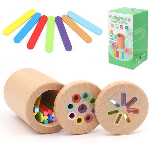ERYI-Jouet Montessori De Tri Et D'Empilement, Jouet Bebe Montessori En Bois1 2 3 An, Motricit Fine Jeu ducatif, Cadeau Pour Apprendre  Compter Et  Colorier Les Enfants De 3 Ans Plus