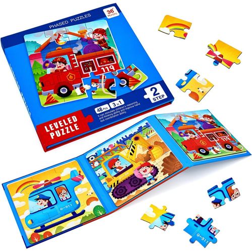 ERYI-Jouet Puzzle En Magntique Pour Enfants, Montessori Puzzle Enfant Quiet Book,Jouet ducatif Prcoce,Livre De Puzzle Assorti, Jeu De Puzzle Interactif,Puzzle Enfant 2 3 4 AnsTransport