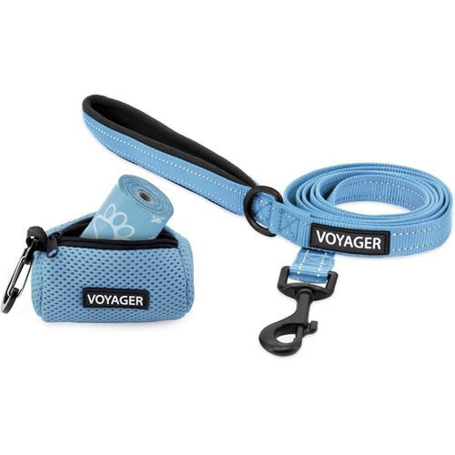 Eryi-Laisse Pour Chien Rflchissante Voyager Avec Poigne En Noprne Et Distributeur De Sacs By , Bleu Clair, Size S