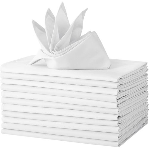 Eryi-Lot De 12 Serviettes De Table En Tissu, 100% Coton 46x46cm Lavables Et Rutilisables, Serviettes De Table En Tissu Doux Pour Les Ftes, Les Mariage (46x46cm, Blanc)
