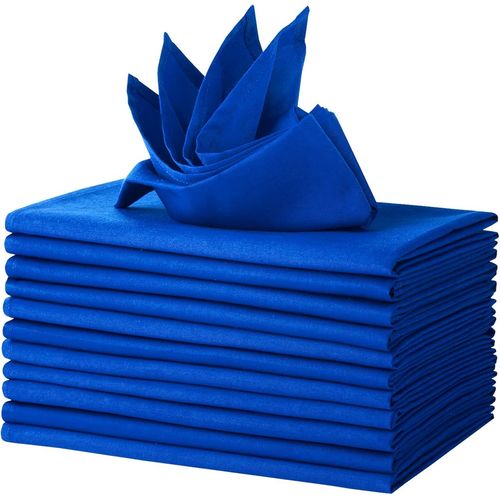 Eryi-Lot De 12 Serviettes De Table En Tissu, 100% Coton 46x46cm Lavables Et Rutilisables, Serviettes De Table En Tissu Doux Pour Les Ftes, Les Mariages (46x46cm, Bleu)