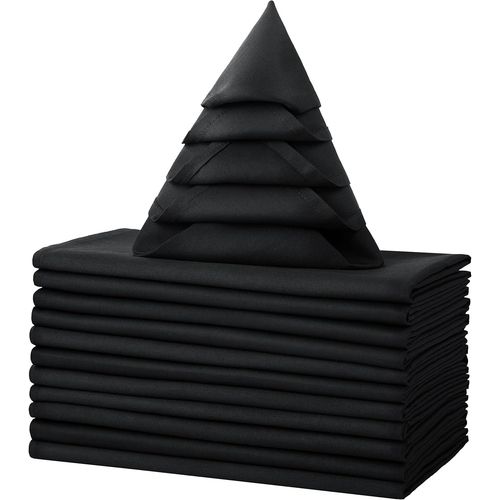 Eryi-Lot De 12 Serviettes De Table En Tissu, 100% Coton 46x46cm Lavables Et Rutilisables, Serviettes De Table En Tissu Doux Pour Les Ftes, Les Mariages (46x46cm, Noir)