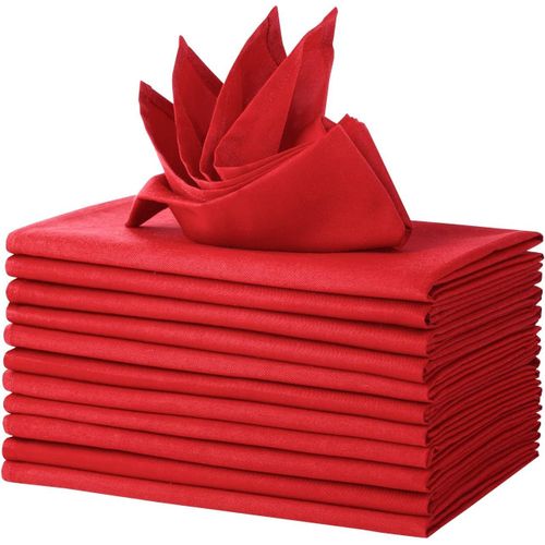 Eryi-Lot De 12 Serviettes De Table En Tissu, 100% Coton 46x46cm Lavables Et Rutilisables, Serviettes De Table En Tissu Doux Pour Les Ftes, Les Mariages (46x46cm, Rouge)