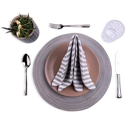 Eryi- Lot De 12 Serviettes De Table Rayes Gris Blanc 45x45 Cm \U2013 100% Coton \U2013 Lavables  60C \U2013 Mariage Pques Nol Cuisine \U2013 lgantes Serviettes Rutilisables Pour La Dcoratio