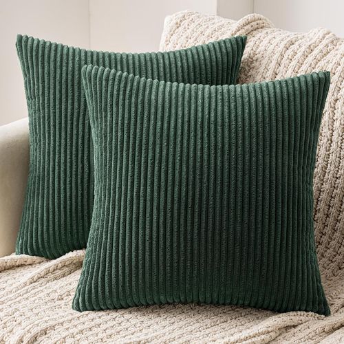 Eryi-Lot De 2 Decorative Housse De Coussin En Velours Ctel Canap Taie D'oreiller Douce Pour Maison Salon Chambre Clic Clac 40x40cm Vert Fonc