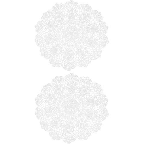 Eryi-Lot De 2 Sets De Table Ronds En Crochet Faits  La Main - 40,6 Cm - Style Rtro - Motif Tournesol - Pour Table  Manger - Dcoration D'intrieur - Blanc