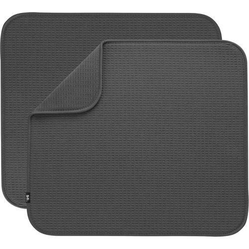 Eryi-Lot De 2 Tapis D'gouttoir  Vaisselle En Microfibre Absorbante Pour Vaisselle, Ustensiles, Casseroles Et Poles, Taille L, Gris Anthracite