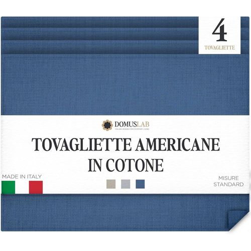 Eryi-Lot De 4 Sets De Table Amricains En Coton Lavables Artisanaux Fabriqus En Italie \U2013 Sets De Table lgants Et Modernes, 35 X 45 Cm (Bleu Denim)