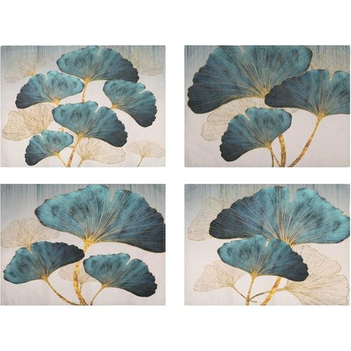 Eryi-Lot De 4 Sets De Table Lin Turquoise Ginkgo Biloba Motif Set Table Lavable Rsiste  La Chaleur Antidrapant Set De Table Pour Table De Salle  Manger Cuisine Restaurant Dners Maison Dcor 45x3