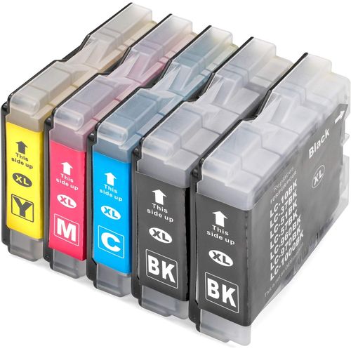 Eryi-Lot De 5 Cartouches D'encre De Rechange Pour Brother Lc-1000 Lc-970 Dcp 130c 135c 150c 330c 350c 540cn 560cn 750cw 770cw Mfc 235c 240c 260c 3360c 440cn 465cn 5460cn 58660cn 0cn 660. Cn 680cn