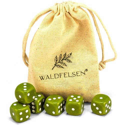 Eryi- Lot De 6, 12, 20, 30 Ou 50 Ds De Haute Qualit De La Marque  Taille Standard 16 Mm Cube Acrylique Bouton Cube De Jeu Dice 6 Cts Accessoires De Jeu Avec Sac En Tissu (Olive, 6