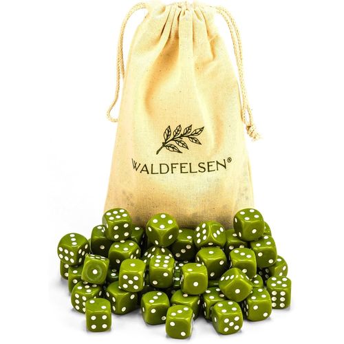 Eryi- Lot De 6, 12, 20, 30 Ou 50 Ds De Haute Qualit De La Marque  Taille Standard 16 Mm Cube Acrylique Bouton Cube De Jeu Dice 6 Cts Accessoires De Jeu Avec Sac En Tissu (Olive