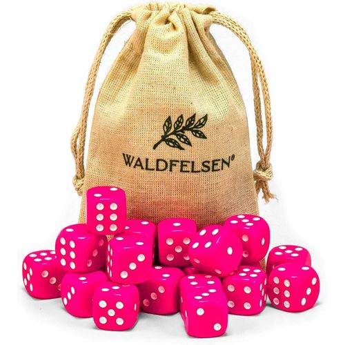 Eryi-Lot De 6, 12, 20, 30 Ou 50 Ds De Haute Qualit De Taille Standard De 16 Mm En Acrylique - Ds De Jeu Dice 6 Cts  Six Cts - Accessoires De Jeu Avec Sac En Tissu (Rose, 20 Pices)