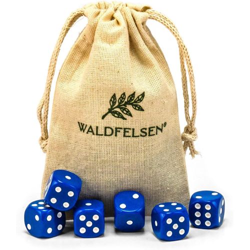 Eryi-Lot De 6, 12, 20, 30 Ou 50 Ds De Haute Qualit De Taille Standard De 16 Mm En Acrylique - Ds De Jeu Dice  6 Cts - Accessoires De Jeu Avec Sac En Tissu (Bleu, 6 Pices)