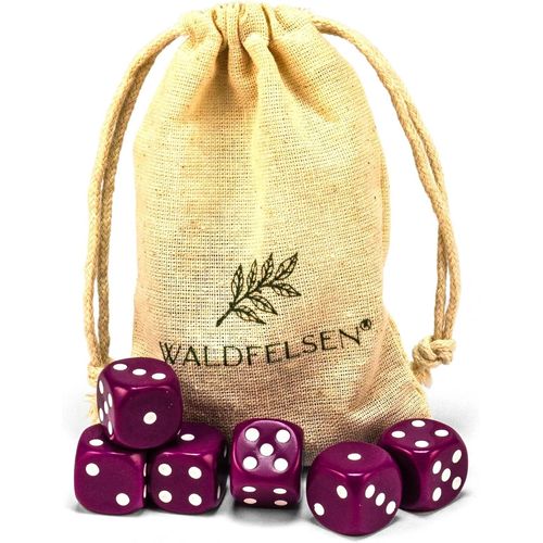 Eryi-Lot De 6, 12, 20, 30 Ou 50 Ds De Haute Qualit De Taille Standard De 16 Mm En Acrylique - Ds De Jeu Dice  6 Cts - Accessoires De Jeu Avec Sac En Tissu (Violet, 6 Pices)