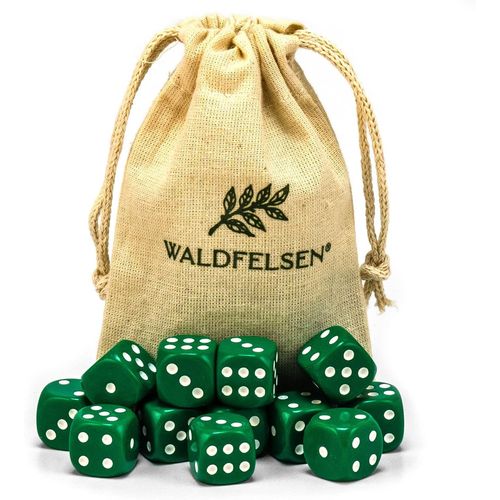 Eryi-Lot De 6, 12, 20, 30 Ou 50 Ds De Haute Qualit - Taille Standard - 16 Mm - En Acrylique - Ds De Jeu - Dice - 6 Cts - Accessoires De Jeu Avec Sac En Tissu (Vert, 12 Pices)