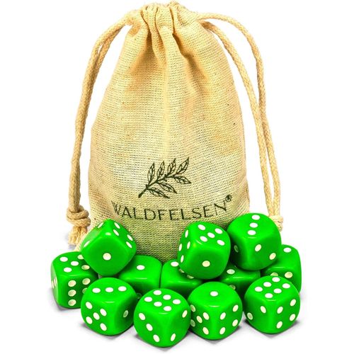 Eryi-Lot De 6, 12, 20, 30 Ou 50 Ds De Haute Qualit - Taille Standard - 16 Mm - En Acrylique - Ds De Jeu Dice  6 Cts - Accessoires De Jeu  Six Cts - Avec Sac En Tissu (Vert Herbe, 12