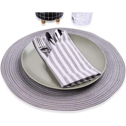 Eryi- Lot De 6 Serviettes De Table Rayes Gris Blanc 45x45 Cm \U2013 100% Coton Doux \U2013 Serviettes Lavables Rutilisables lgantes Pour Mariage Pques Nol Cuisine Dcoration De Table