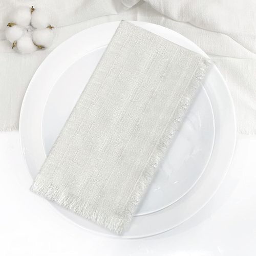 Eryi-Lot De 6 Serviettes En Lin 45 X 45 Cm - Serviettes De Table De Bohme - Rutilisables - Dcoration De Table - Pour Mariage, Anniversaire, Fte, Dner, Caf, Restaurant, Blanc