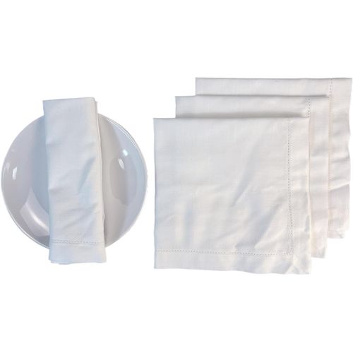 Eryi-Lot De 6 Serviettes En Tissu En Coton Et Lin Lavables Avec Ourlet Creux - Dcoration De Table Pour Ftes, Nol, Anniversaire, Mariage, Cuisine (Blanc, 20 X 20 Cm)