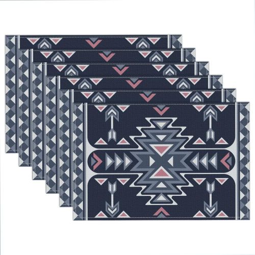 Eryi-Lot De 6 Set De Table Ethnique Tribal Giwawa, 45x30cm Sets De Table En Tissu Du Sud Ouest Antidrapants Et Lavables En Lin Rsistants  Chaleur Pour Tables Cuisine Salle  Manger Fte Mariage