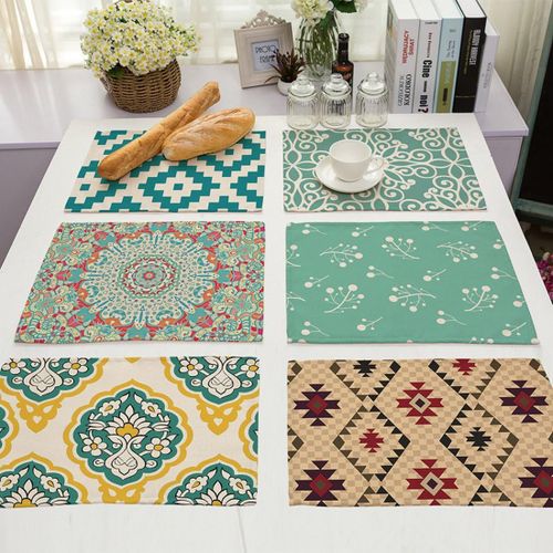 Eryi-Lot De 6 Sets De Table Design Moderne En Coton Et Lin 42 X 32 Cm Lot De 6 (Art-A).