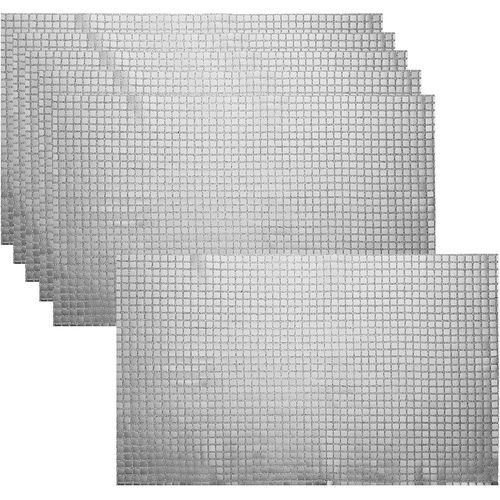 Eryi-Lot De 6 Sets De Table Miroir Brillant - 30 X 45 Cm - Noir Et Argent - Carr Rtro - Pour Table De Dner, Dcoration De Table Disco Pour Anniversaire, Enterrement De Vie De Jeune Fille,
