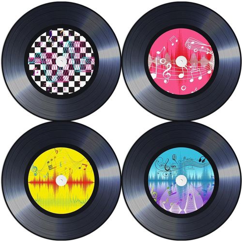 Eryi-Lot De 60 Sets De Table En Papier Rond, Sets De Table Ronds Papier De Disque Vinyle, Sets De Table Jetables En Forme Cd,  34 Cm, Dcoration De Table Pour Intrieure, Cuisine, Vacances, Fte