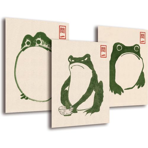 Eryi-Lot De Posters Hoji Grenouilles (21 X 30 Cm) Sans Cadre Photo - Images Japonaises Hokusai - Dcoration Murale Tokyo - Poster Japonais Esthtique Grenouille - Tableau D'art Pour Salle De Bain Et
