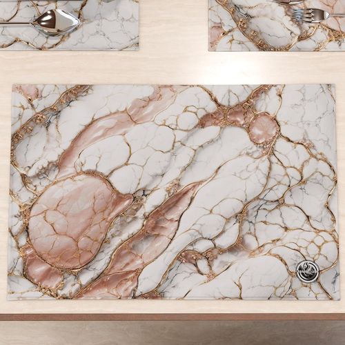 Eryi-Marblelized - Sets De Table Amricains Lavables En Tissu Effet Marbre Rose, Lot De 6 (30 X 45 Cm) - lgant, Idal Pour Le Petit-Djeuner, Le Djeuner Et Le Dner, Ide Cadeau, 100% Fabriqu En