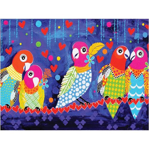 Eryi-Maxwell & Williams - Serviette De Table 100% Coton, Imprims D'oiseaux Colors, Collection Love Hearts By Donna Sharam, 50 X 70 Cm - Multicolores