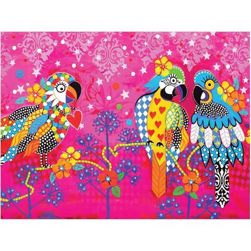 Eryi-Maxwell & Williams - Serviette De Table 100% Coton, Imprims Perroquets Aras, Collection Love Hearts By Donna Sharam, 50 X 70 Cm - Multicolores