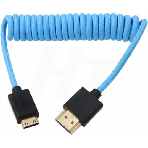 ERYI-Mini Hdmi 4K 60P 8K Uhd  Cble Hdmi Spiral Tress Bleu Pour Nikon D750 Sony Canon Eos R Rp 5Div Atomos Ninja V Portkeys Assist Vido Moniteur Type A C Hdmi 2.1