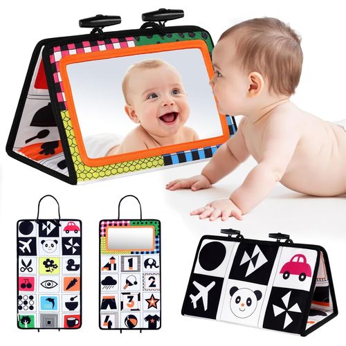 ERYI-Miroir Pour Bb Avec Livre Ptrissant, Jouet Pour Bb Avec Miroir Pliable Et Amusant Jouet Avec Tissus Doux Jouet D'veil Bb Avec Miroir,Jouet ducatif Pour Enfant 0-12 Mois Hhj