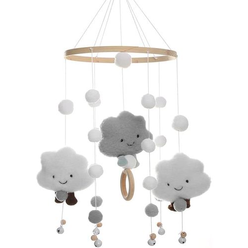 Eryi-Mobile Bb Bois Avec Boules De Feutre Chambre De Bb Cloche De Lit Suspendue 3d Cloches Feutre Mobile Carillon Nouveau-N Garon Fille Pendentif Lit Bb Table  Langer Dcor