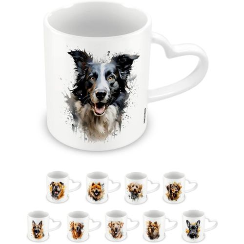 Eryi-, Mug Border Collie En Cramique, Tasse  Caf Et Chocolat Chaud, Poigne En Forme De C?ur, Collection Love My Dog, 315 Ml, Taille Unique, Blanc