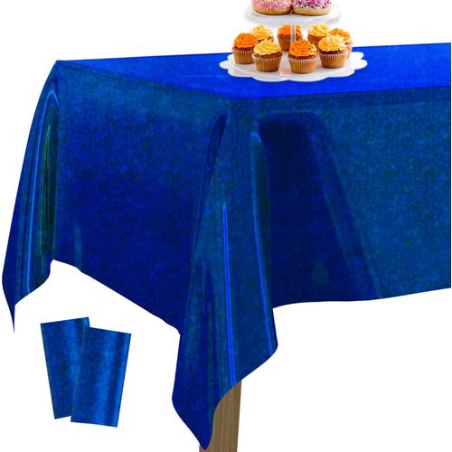 Eryi-Nappe En Aluminium Bleu, 2 Pices Nappe Irise  Pois, 137 X 274 Cm/ 54 X 108 Pouces Nappe Rectangulaire Lavable Pour Table De 6  8 Pieds, Nappe Pour Anniversaire, Mariage