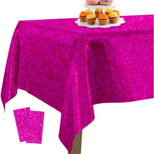 Eryi-Nappe En Aluminium Magenta, 2 Pices Nappe Irise  Pois, 137 X 274 Cm/ 54 X 108 Pouces Nappe Rectangulaire Lavable Pour Table De 6  8 Pieds, Nappe Pour Anniversaire, Mariage