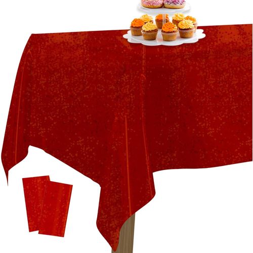 Eryi-Nappe En Aluminium Rouge, 2 Pices Nappe Irise  Pois, 137 X 274 Cm/ 54 X 108 Pouces Nappe Rectangulaire Lavable Pour Table De 6  8 Pieds, Nappe Pour Anniversaire, Mariage