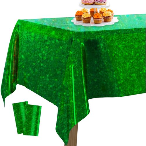 Eryi-Nappe En Aluminium Vert, 2 Pices Nappe Irise  Pois, 137 X 274 Cm/ 54 X 108 Pouces Nappe Rectangulaire Lavable Pour Table De 6  8 Pieds, Nappe Pour Anniversaire, Mariage