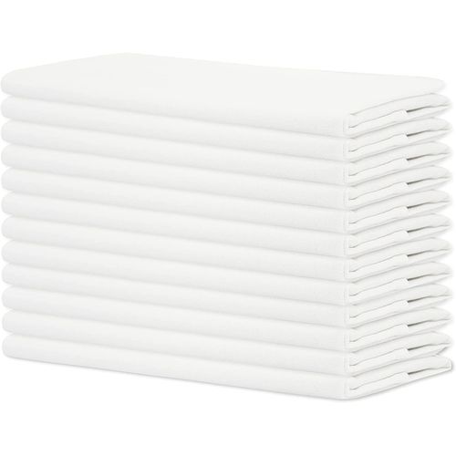 Eryi-- Paquet De 12 - Serviettes De Table Surdimensionnes 100% Coton 45 Cm X 45 Cm (18 Po X 18 Po), Blanc - Tissu pais Pour Une Utilisation Quotidienne Avec Coins Arrondis