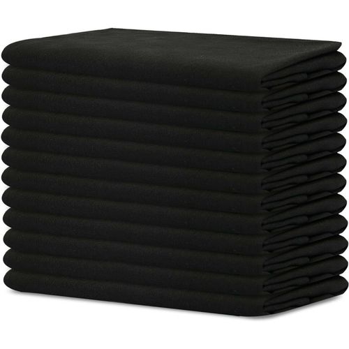 Eryi-- Paquet De 12 - Serviettes De Table Surdimensionnes 100% Coton 45 Cm X 45 Cm (18 Po X 18 Po), Noir - Tissu pais Pour Une Utilisation Quotidienne Avec Coins Arrondis