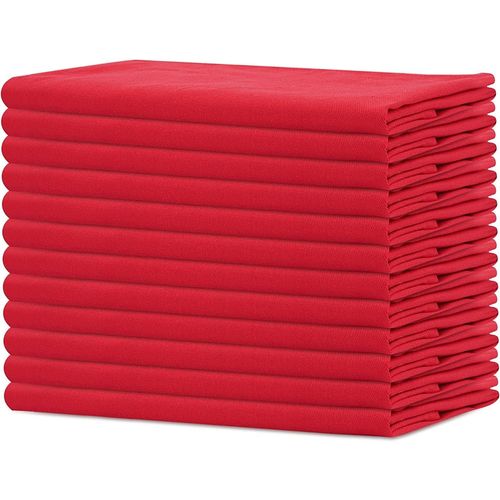 Eryi-- Paquet De 12 - Serviettes De Table Surdimensionnes 100% Coton 45 Cm X 45 Cm (18 Po X 18 Po), Tomate Rouge - Tissu pais Pour Une Utilisation Quotidienne Avec Coins Arrondis